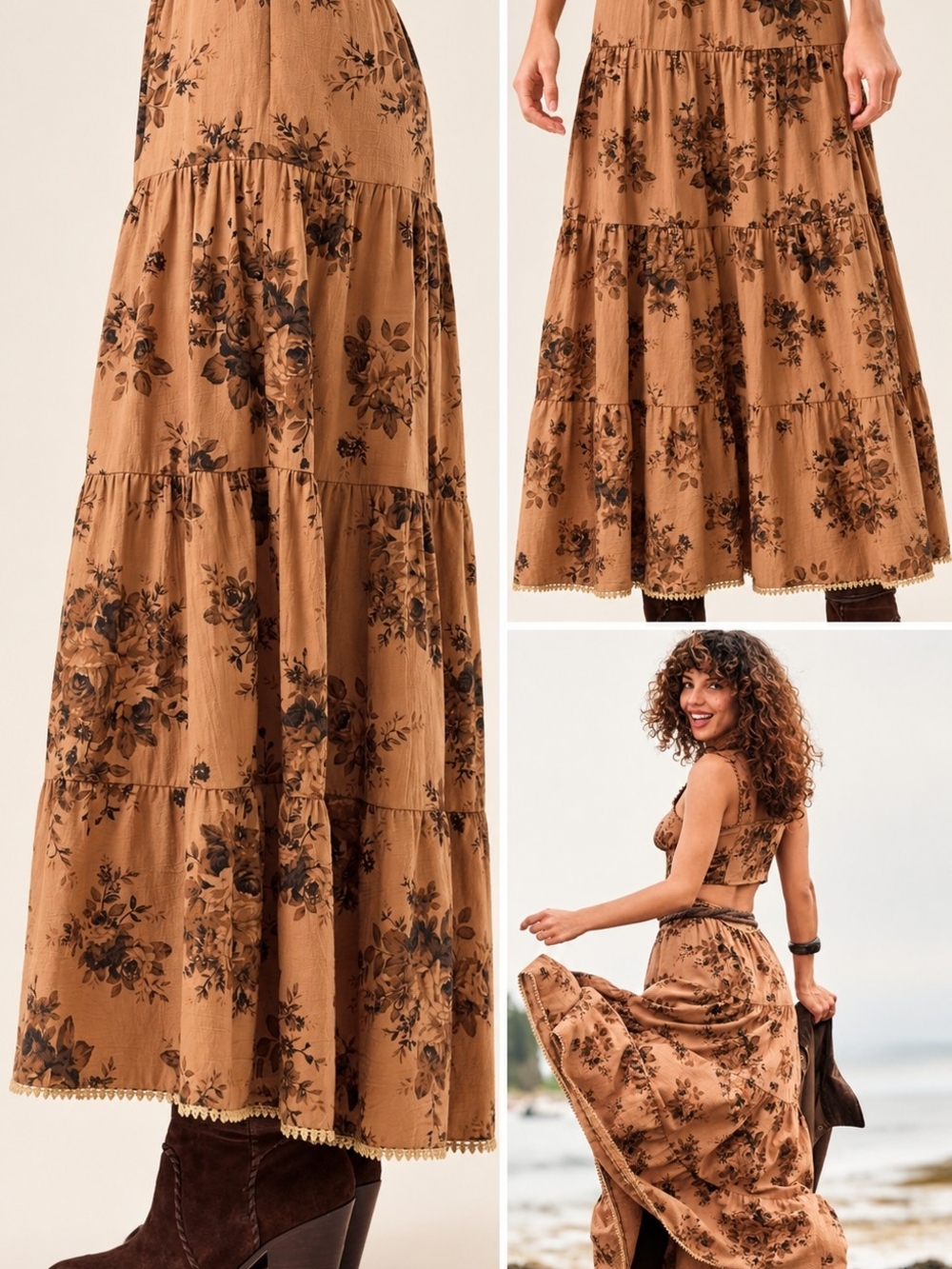 Matilda Floral Tier Midi Skirt